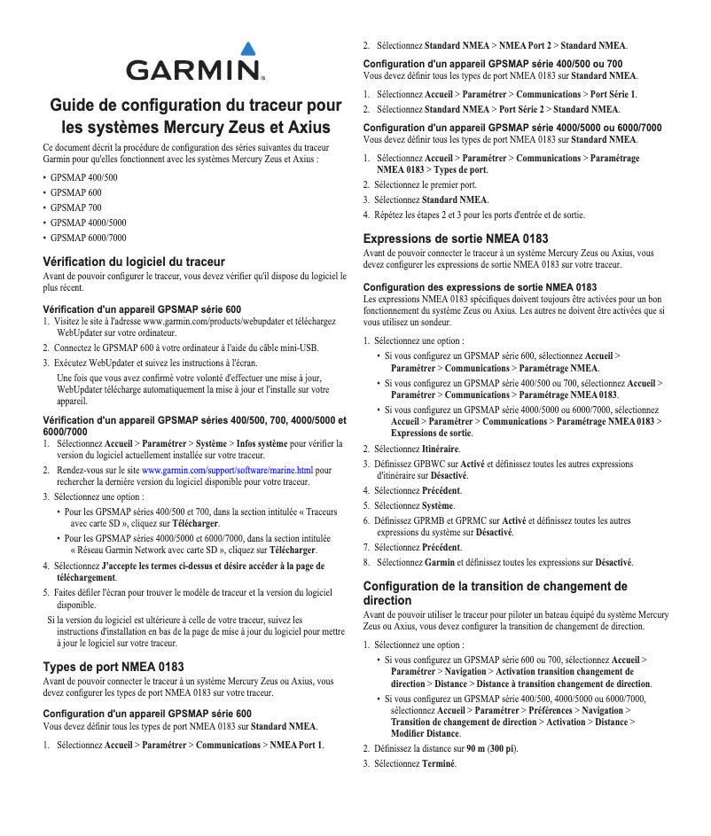 Page 1 de la notice Guide d'installation Garmin GPSMAP 750