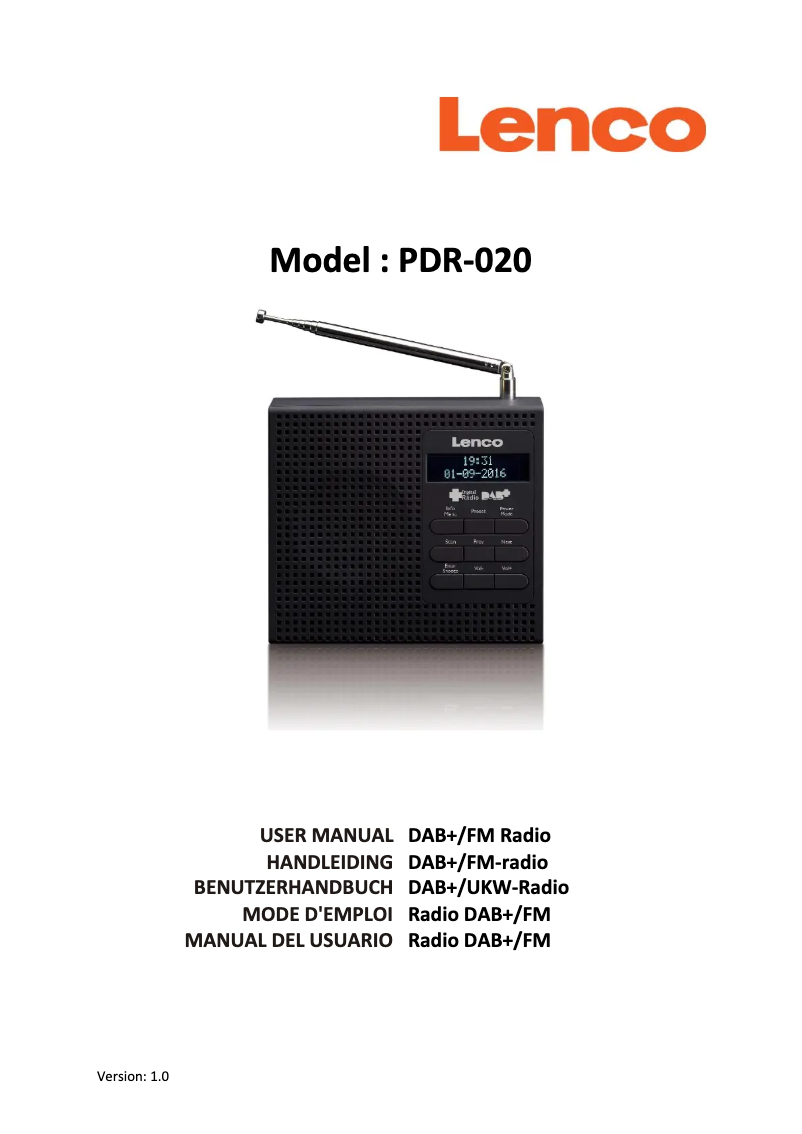 Image de la première page du manuel de l'appareil PDR-020