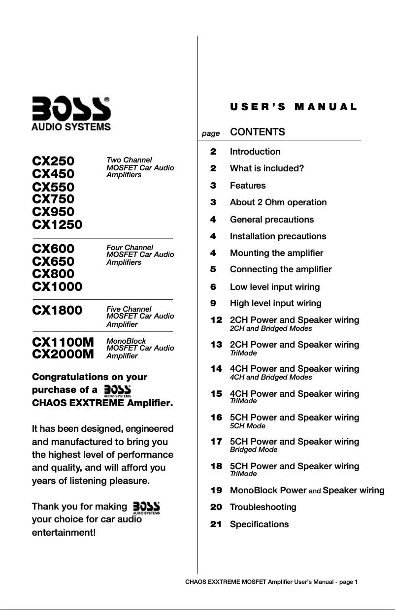Page n°1 - Manuel utilisateur Boss CX950