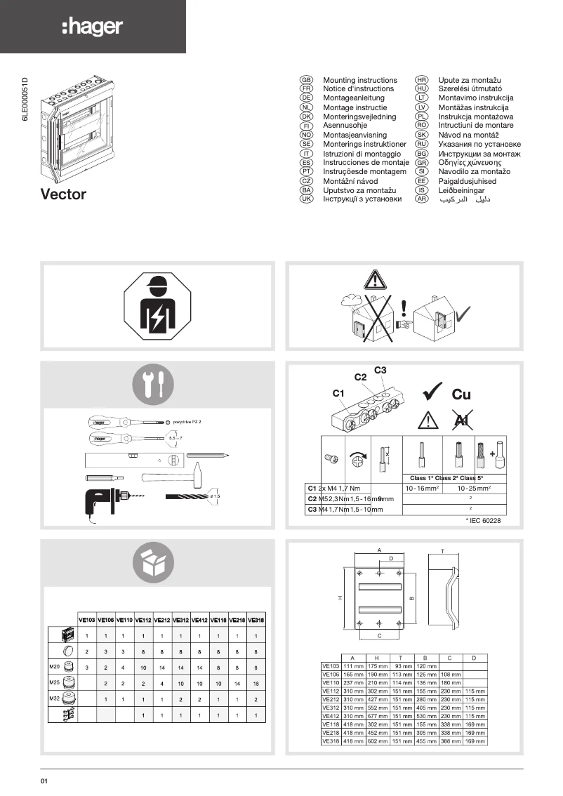 Page 1 de la notice Manuel utilisateur Hager VE106U