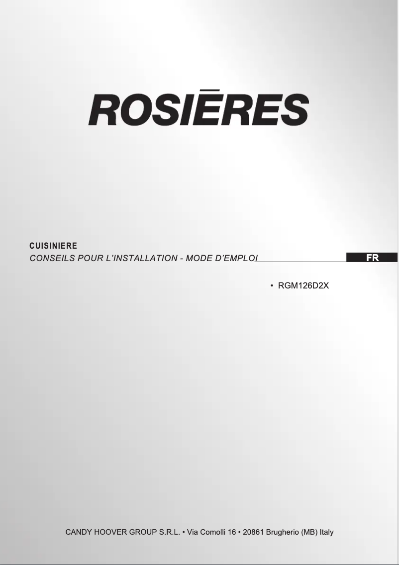 Page 1 de la notice Manuel utilisateur Rosieres RGM126D2X