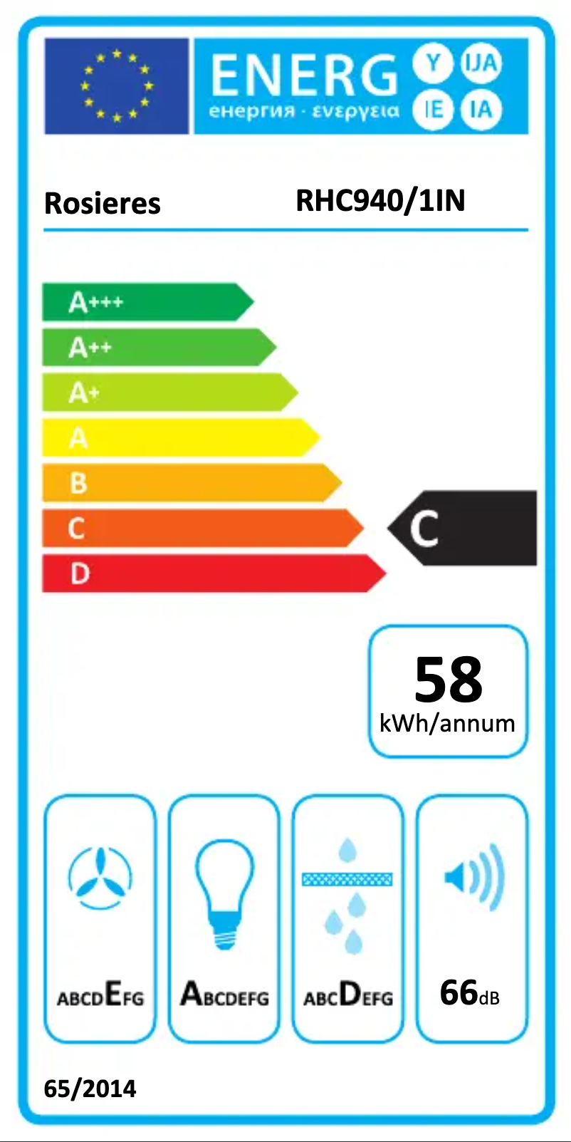 Page n°1 - Label énergétique Rosieres RHC 940/1 IN
