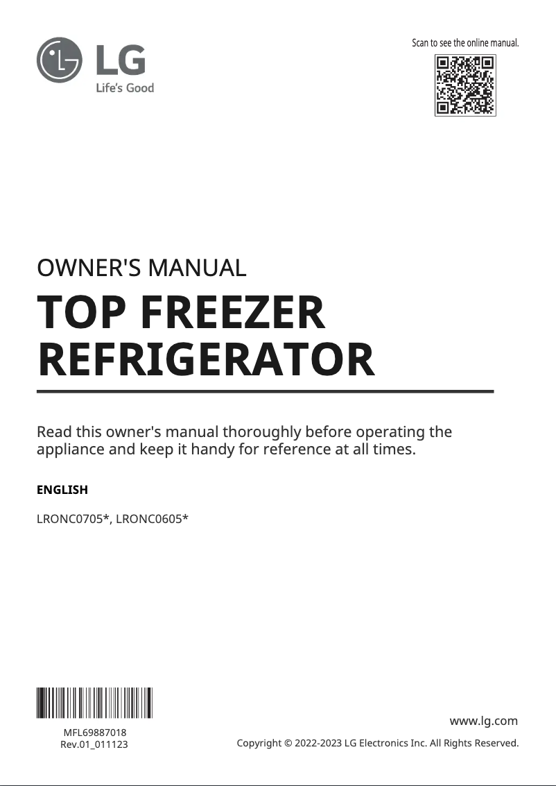 Página 1 del manual Manual de usuario LG LRONC0705A