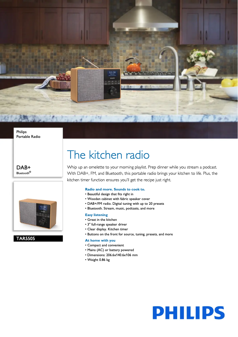Page 1 de la notice Fiche technique Philips TAR5505