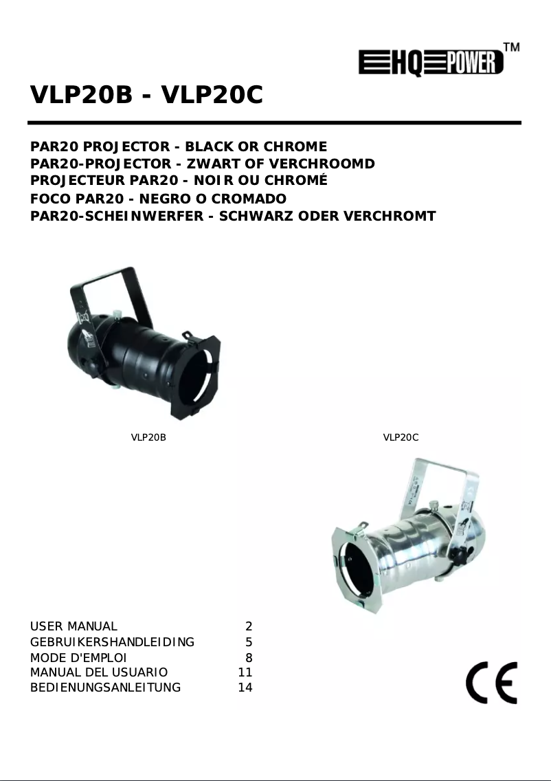Page n°1 - Manuel utilisateur HQ Power VLP20B