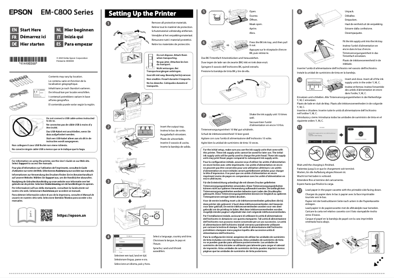 Page n°1 - Guide d'installation Epson WorkForce Pro EM-C800R