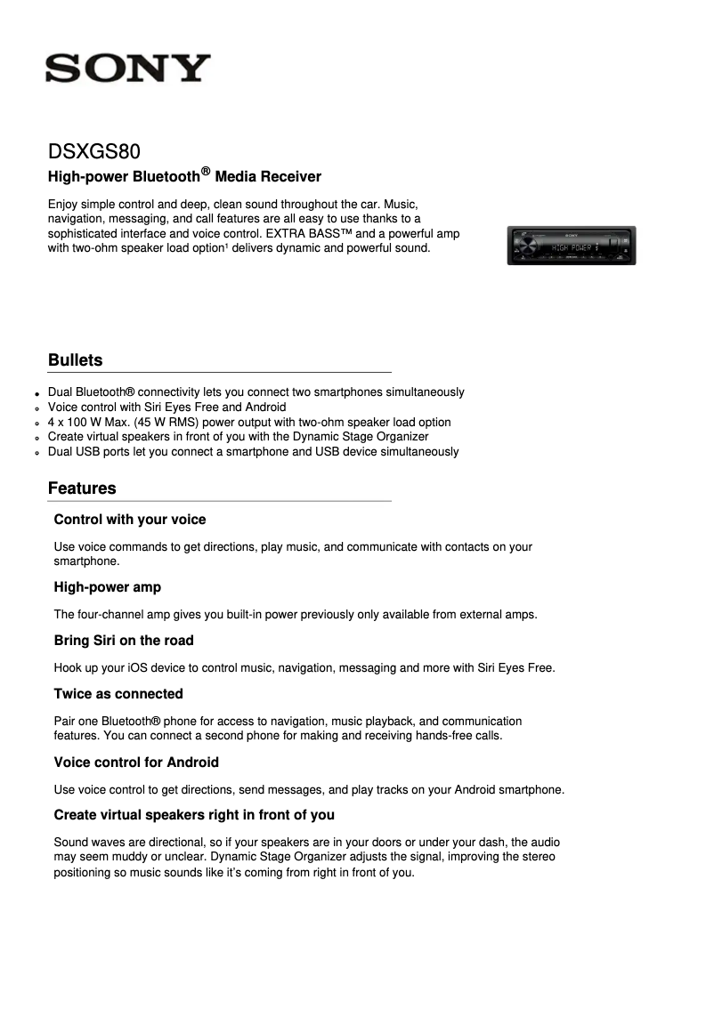 Image de la première page du manuel de l'appareil DSX-GS80