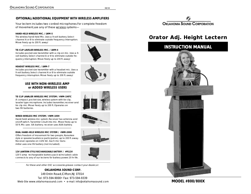 Page n°1 - Manuel utilisateur Oklahoma Sound Orator