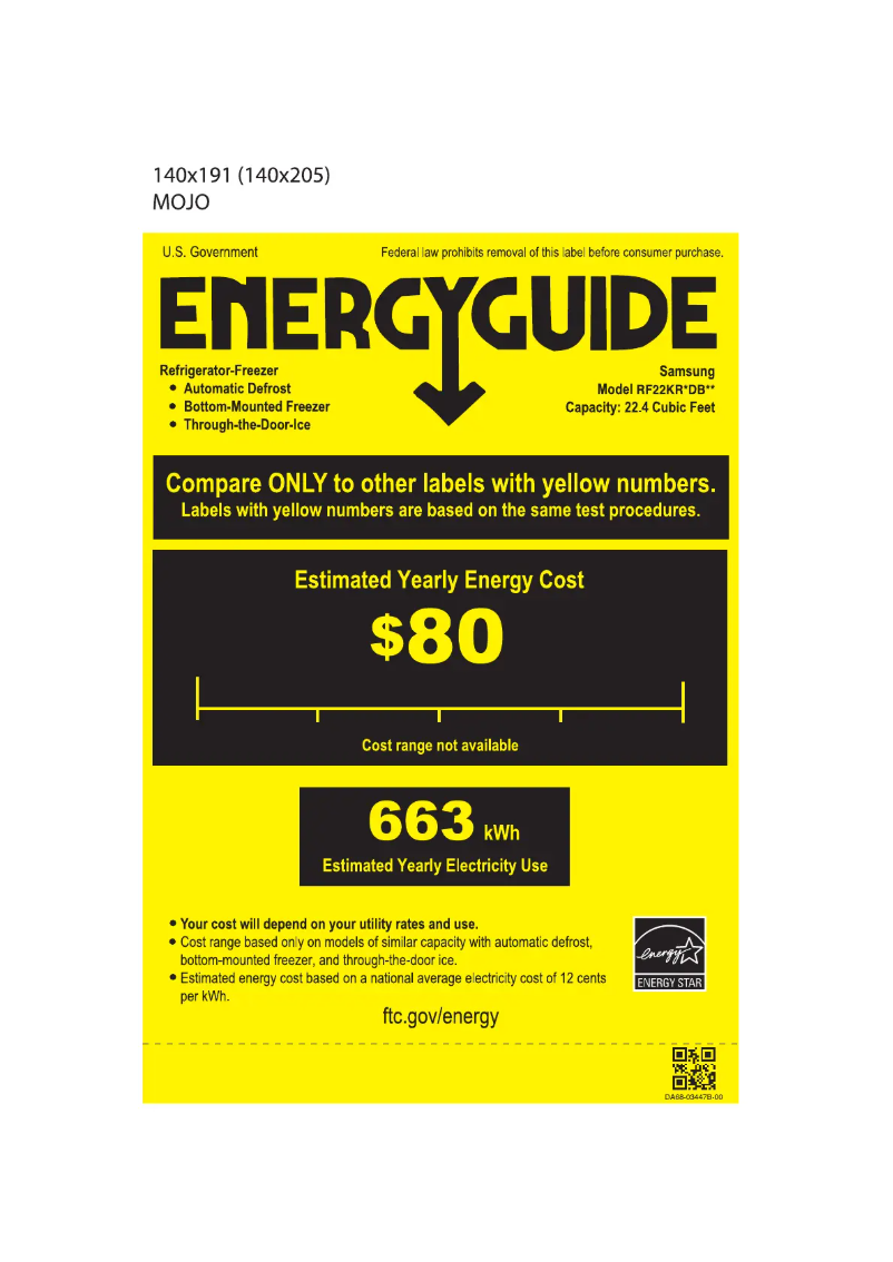 Page n°1 - Label énergétique Samsung RF22KREDBSG