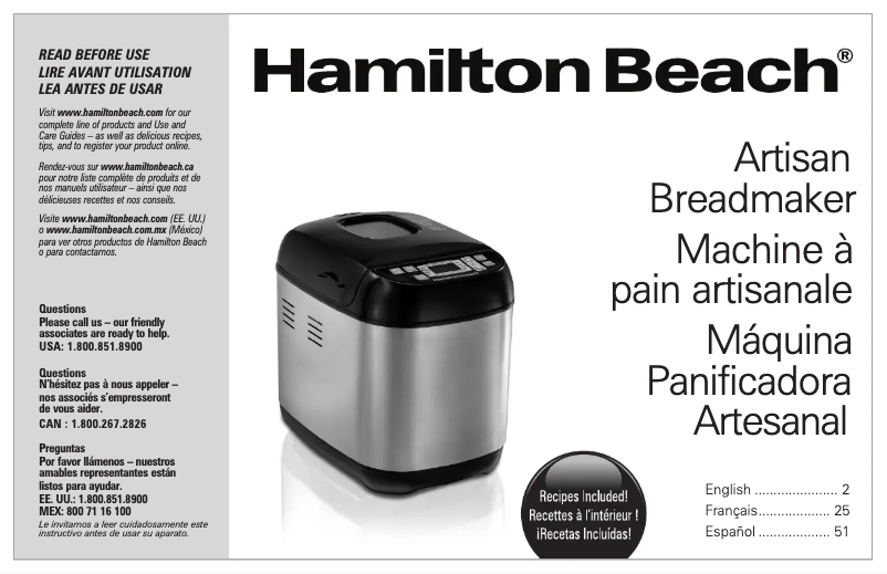 Page 1 de la notice Manuel utilisateur Hamilton Beach 29885