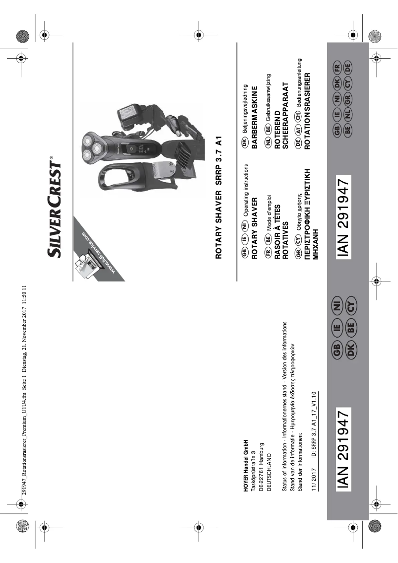 Page n°1 - Manuel utilisateur SilverCrest SRR 3.7 B2