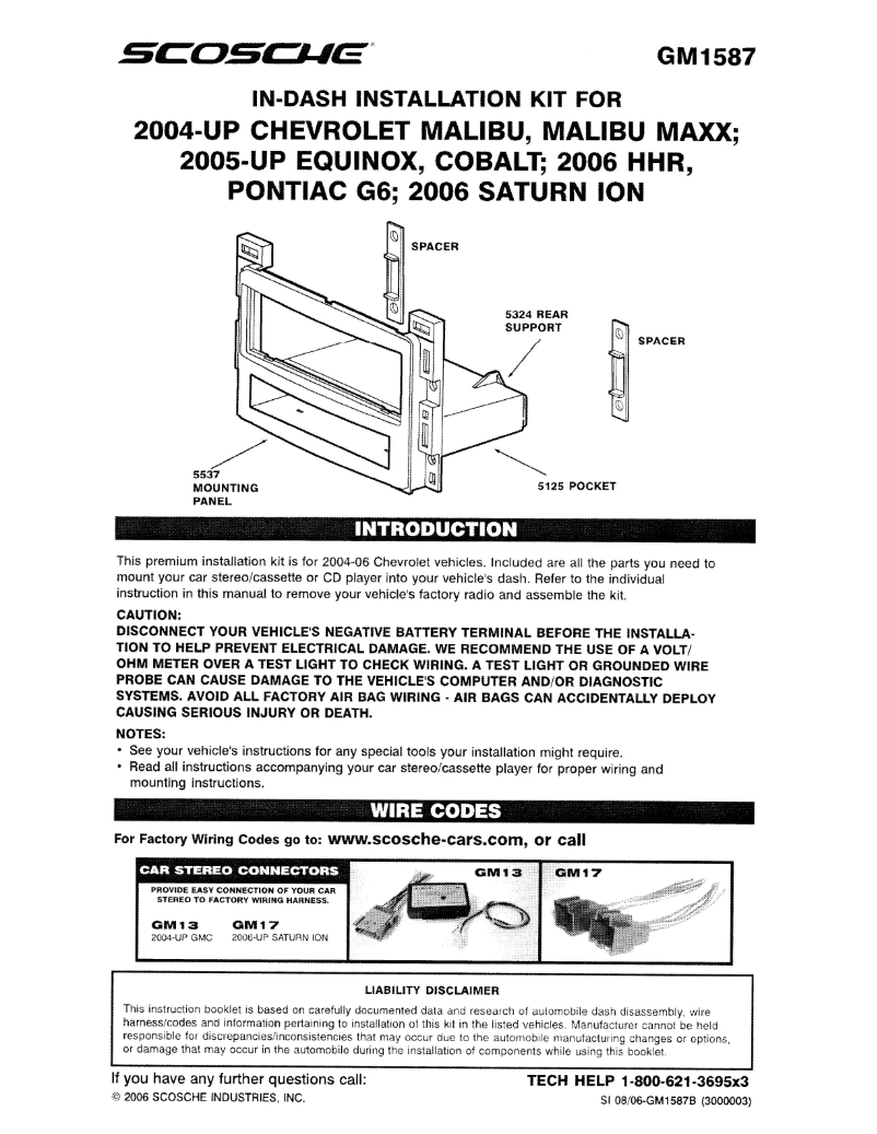 Page n°1 - Manuel utilisateur Scosche GM1587