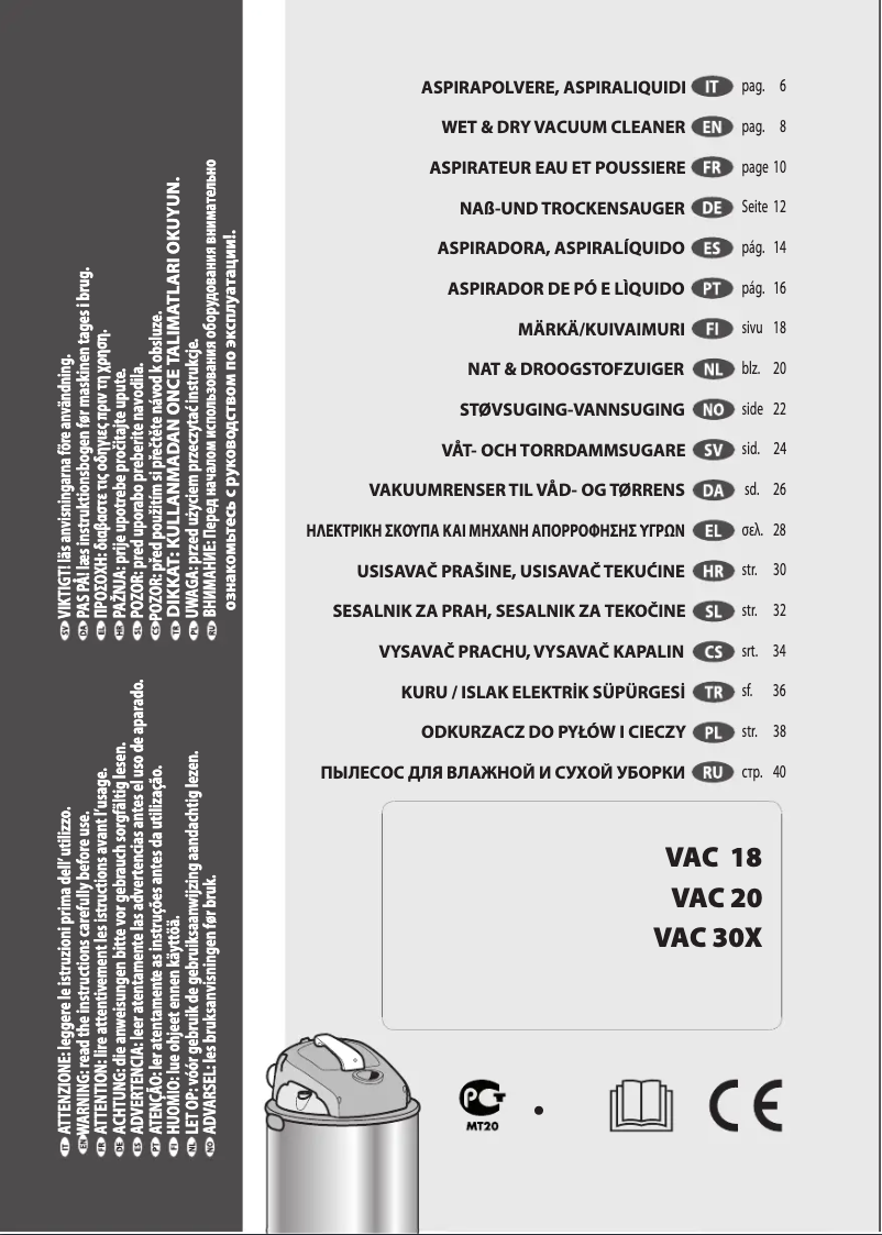 Page 1 de la notice Manuel utilisateur Lavorwash Vac 20 S