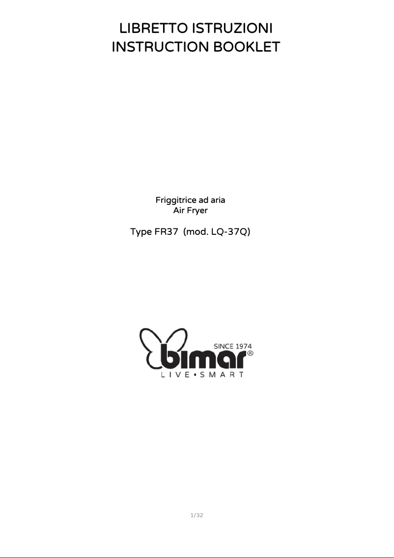 Page 1 de la notice Manuel utilisateur Bimar FR37