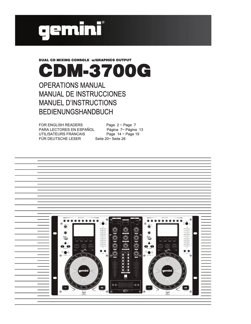 Image de la première page du manuel de l'appareil CDM-3700G