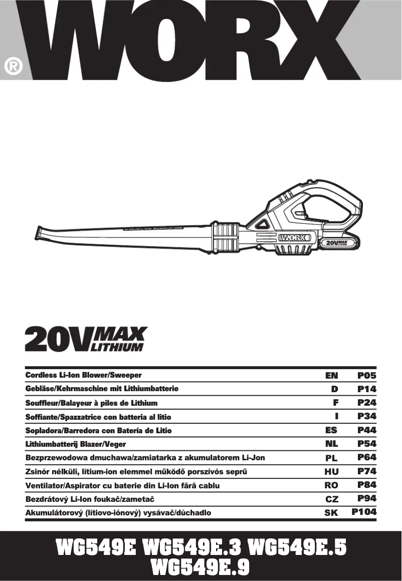 Page 1 de la notice Manuel utilisateur Worx WG594E