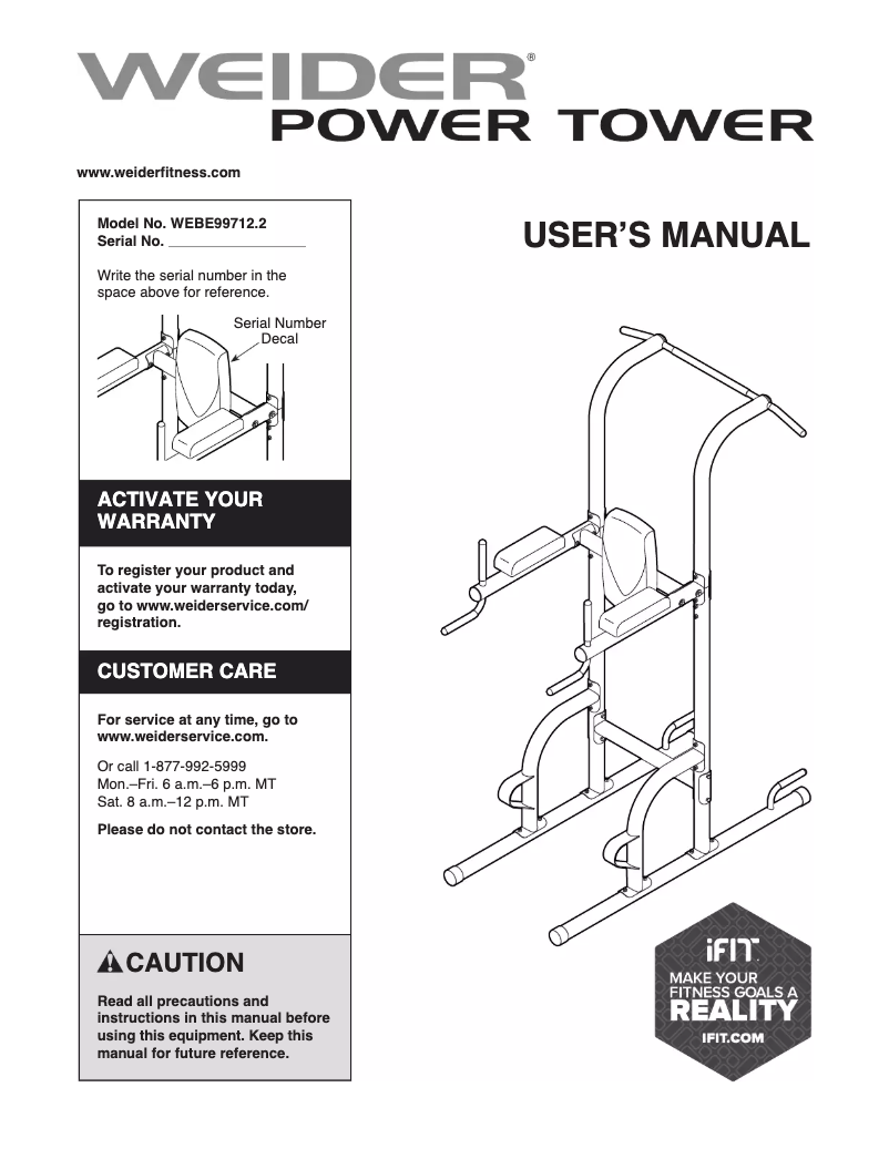 Page n°1 - Manuel utilisateur Weider Power Tower WEBE99712.2