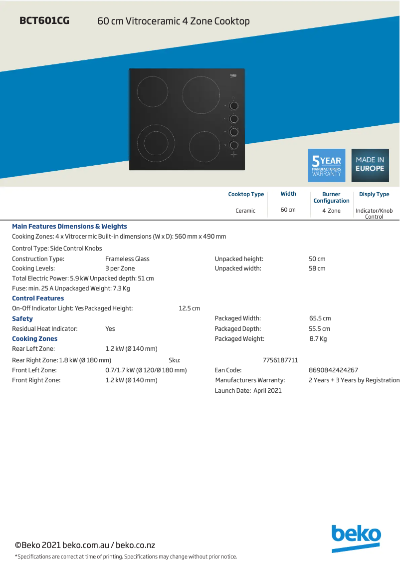 Image de la première page du manuel de l'appareil BCT601CG