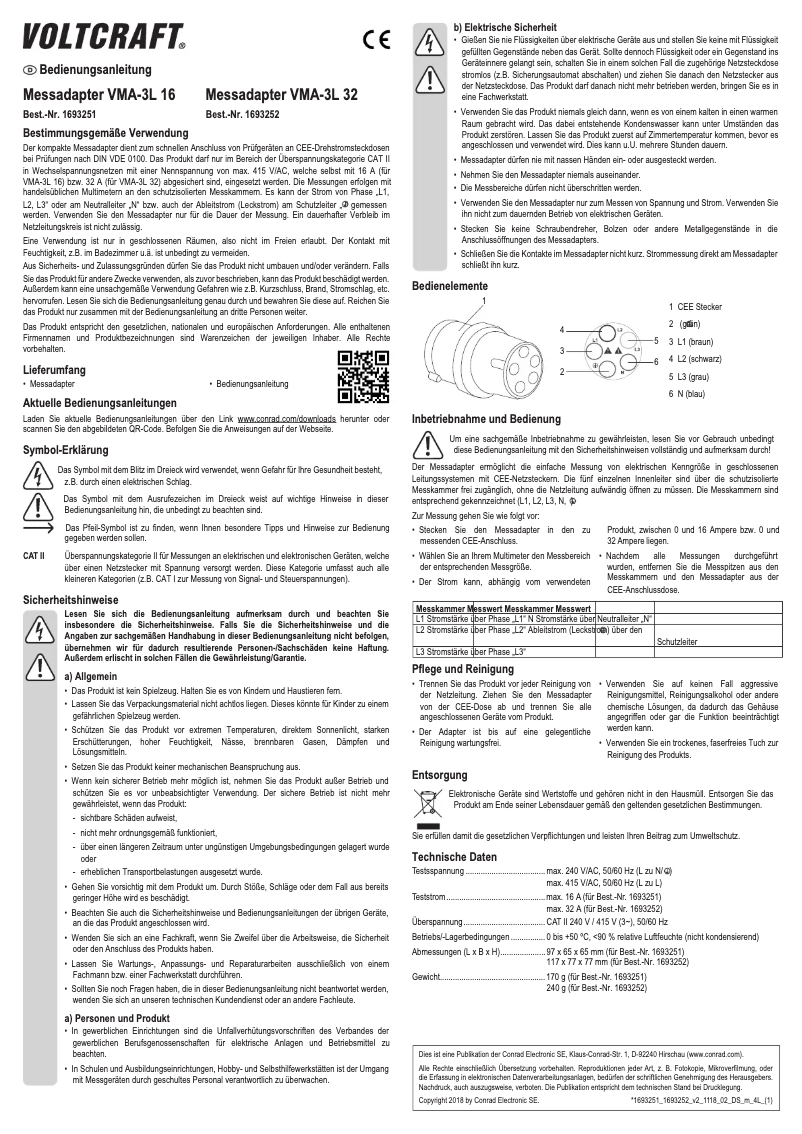 Page n°1 - Manuel utilisateur Voltcraft VMA-3L 32