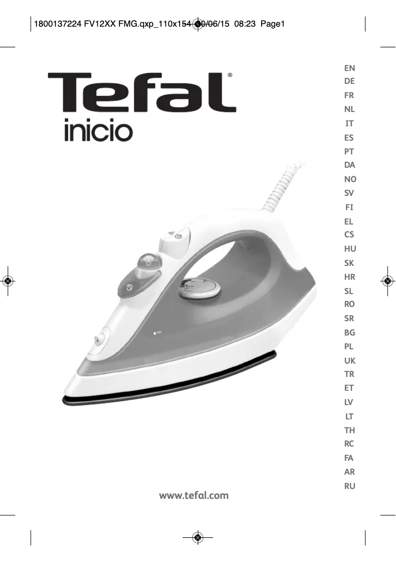 Page 1 de la notice Manuel utilisateur Tefal Inicio FV1243E0