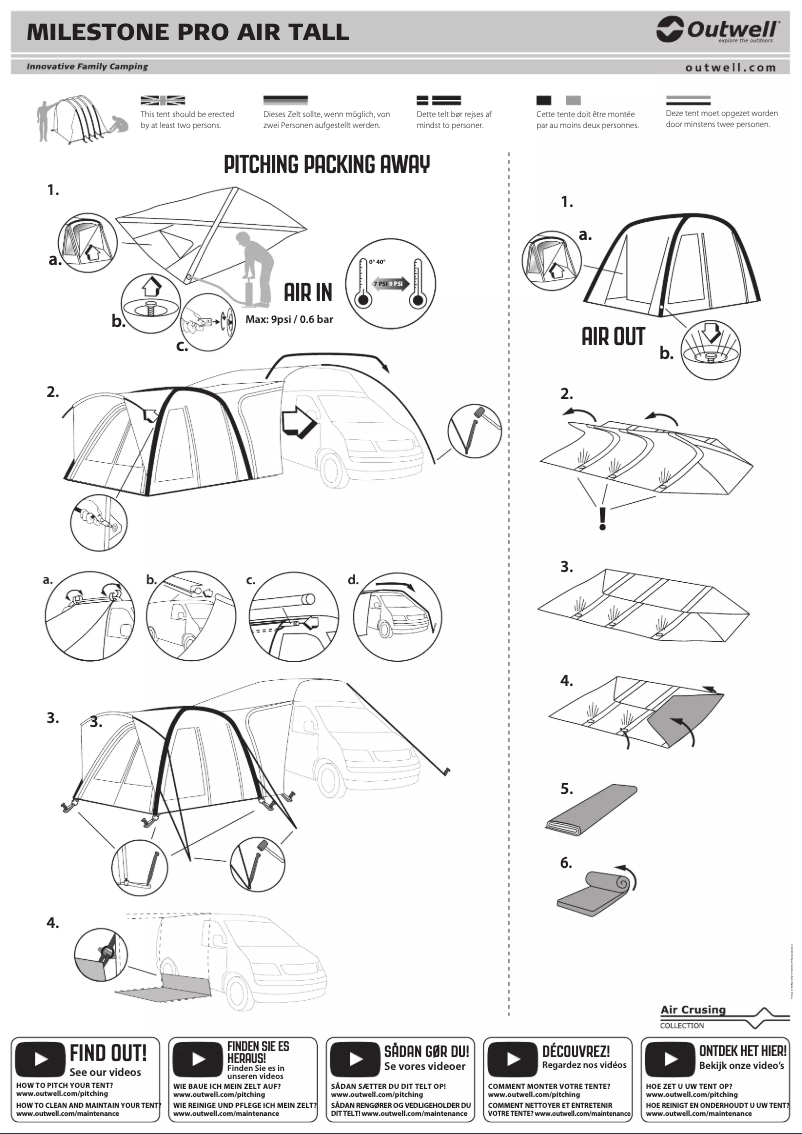 Image de la première page du manuel de l'appareil Milestone Pro Air Tall