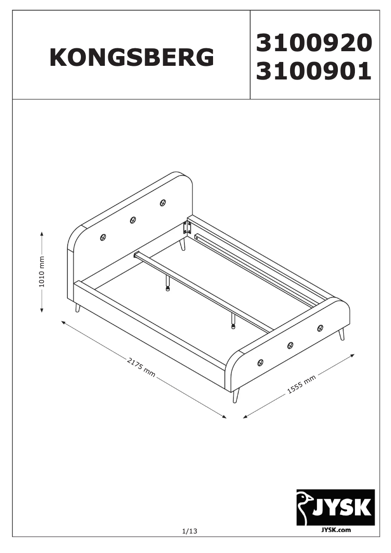 Page 1 de la notice Manuel utilisateur JYSK Kongsberg (140x200)