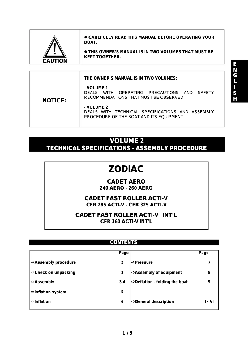 Page 1 de la notice Manuel utilisateur Zodiac Cadet 360 Fast Roller Acti-v