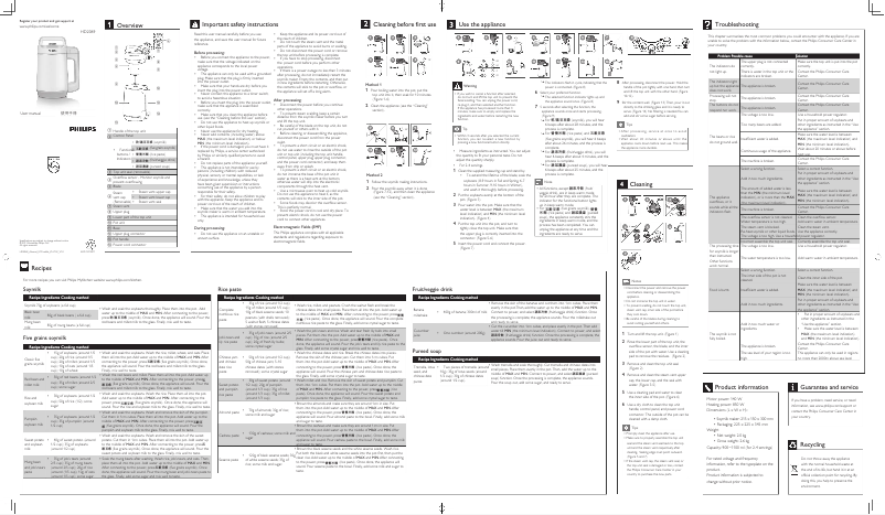 Image de la première page du manuel de l'appareil Viva Collection HD2069