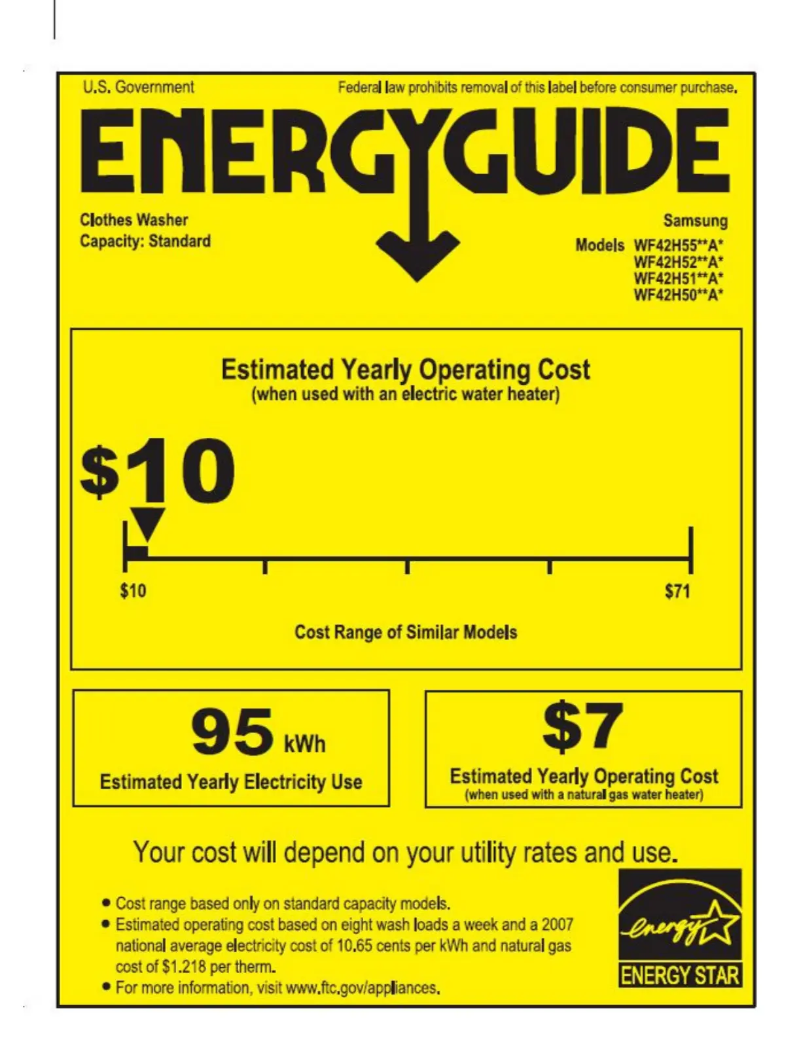 Page n°1 - Label énergétique Samsung DV42H5000G