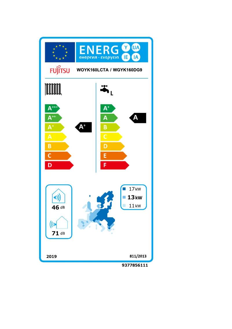 Page n°1 - Label énergétique Fujitsu Waterstage WGYK160DG9