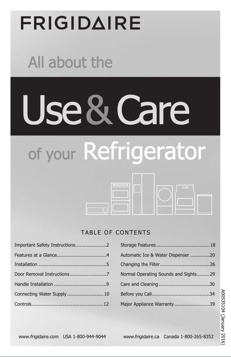 Page 1 de la notice Mode d'emploi Frigidaire FPSS2677RF
