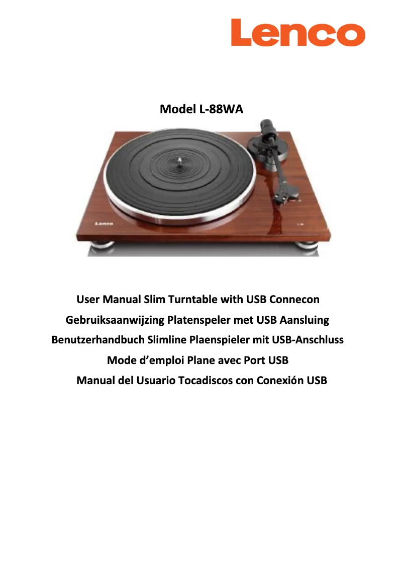 Página 1 del manual Manual de usuario Lenco L-88WA