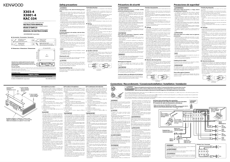 Page n°1 - Manuel utilisateur Kenwood X3001-4