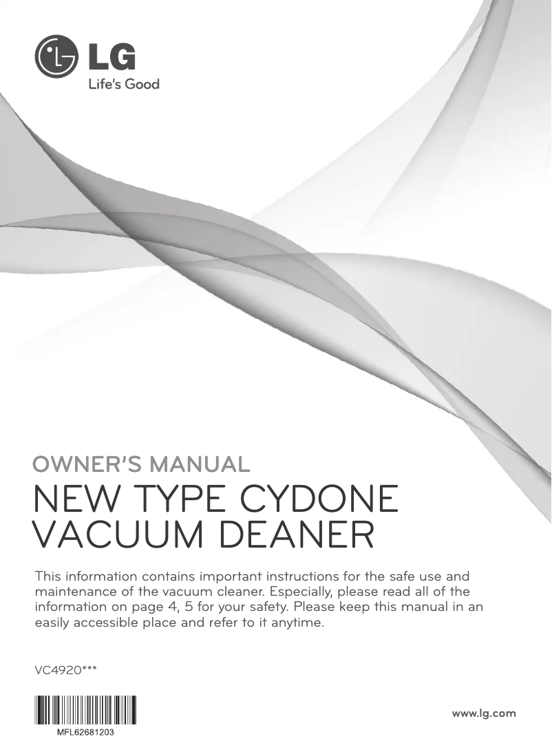 Page 1 de la notice Manuel utilisateur LG VC4920NHAR