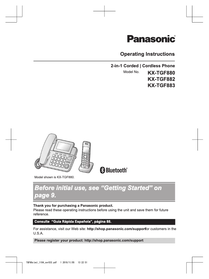 Página 1 del manual Manual de usuario Panasonic KX-TGF882
