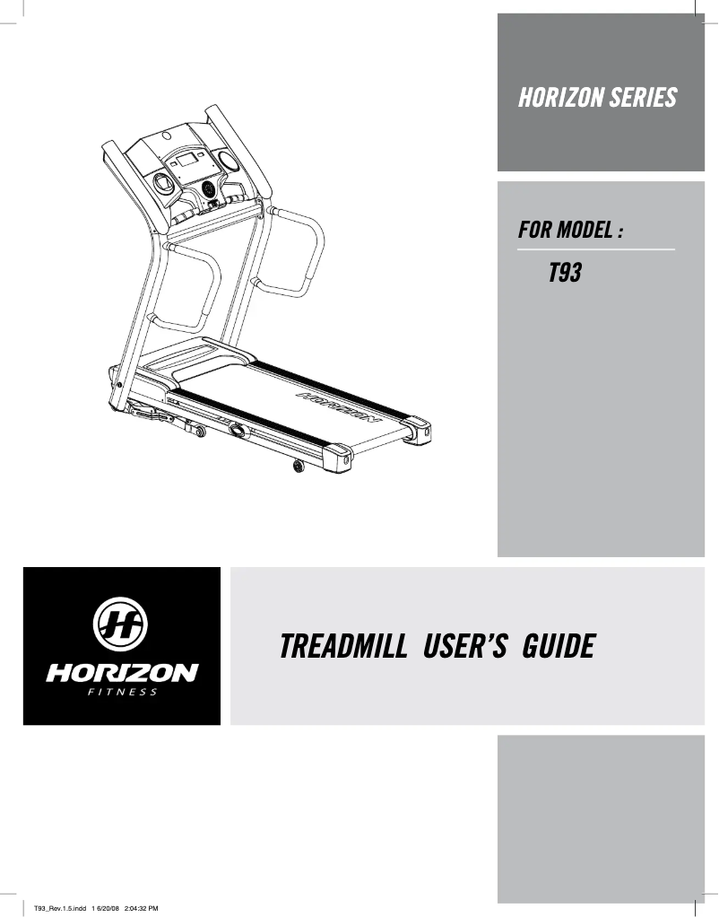 Página 1 del manual Manual de usuario Horizon Fitness Horizon Series T93