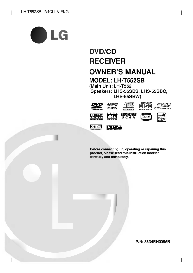 Page n°1 - Manuel utilisateur LG LH-T552SB