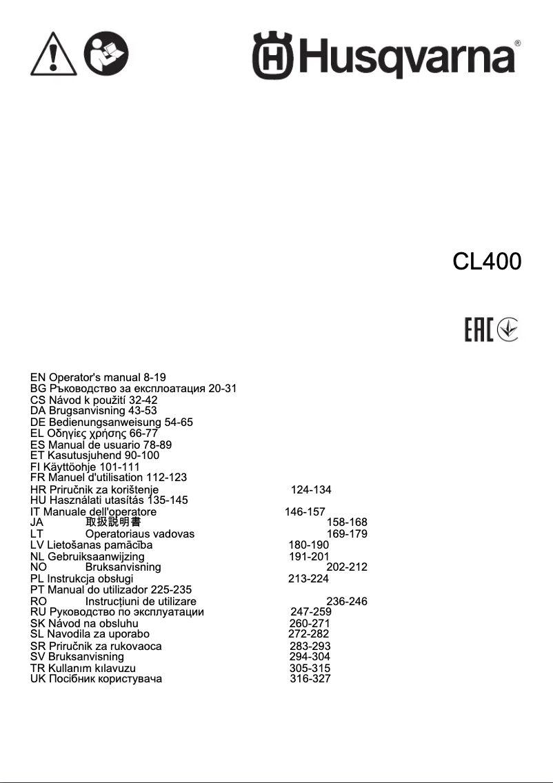 Page 1 de la notice Manuel utilisateur Husqvarna CL400