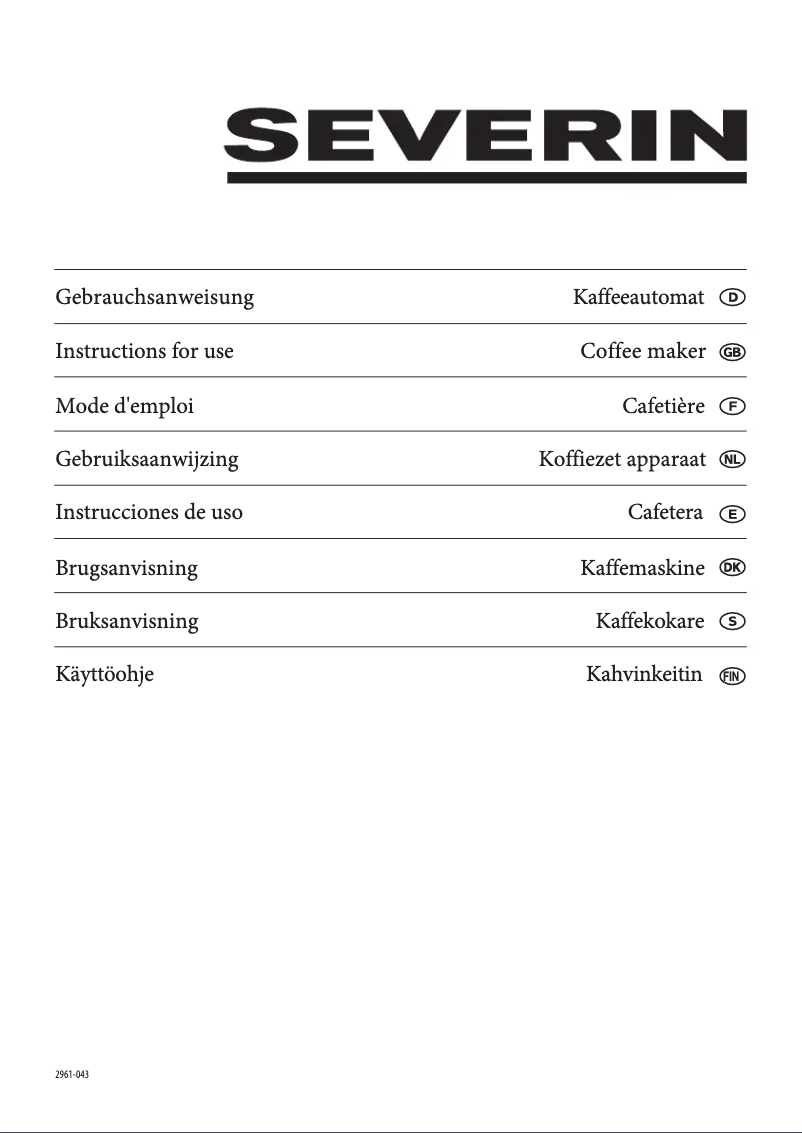 Page 1 de la notice Manuel utilisateur Severin KA 5740