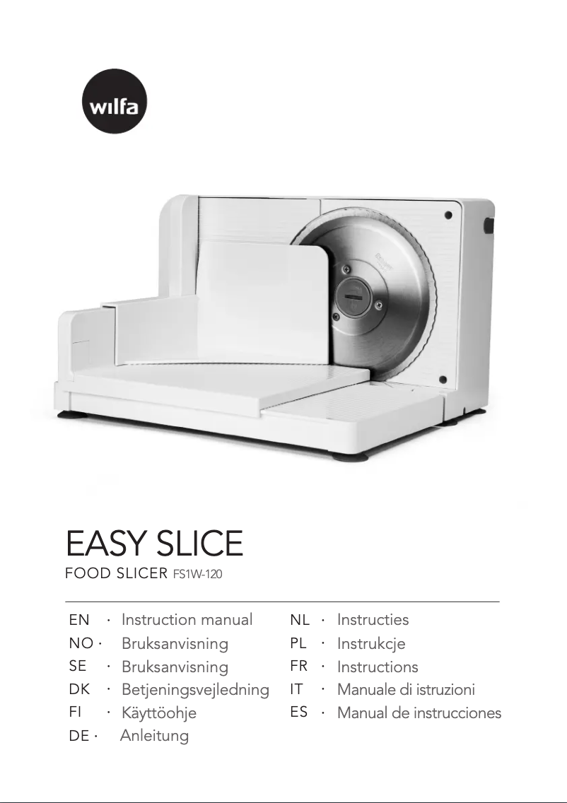 Página 1 del manual Manual de usuario Wilfa Easy Slice FS1W-120