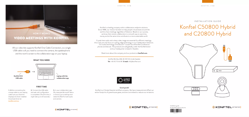 Page n°1 - Manuel utilisateur Konftel C50800 Hybrid