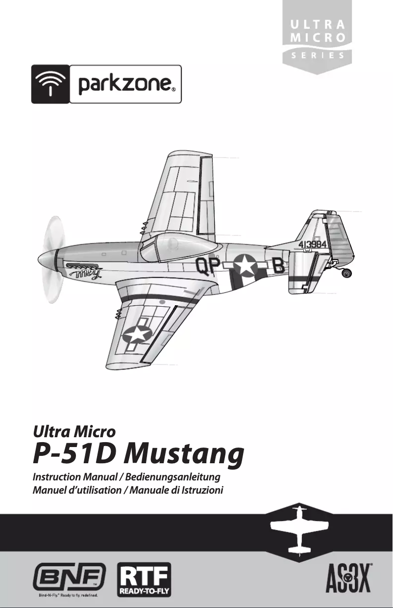 Page 1 de la notice Manuel utilisateur ParkZone P-51D Mustang