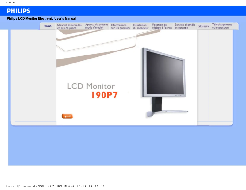 Image de la première page du manuel de l'appareil Brilliance 190P7EB