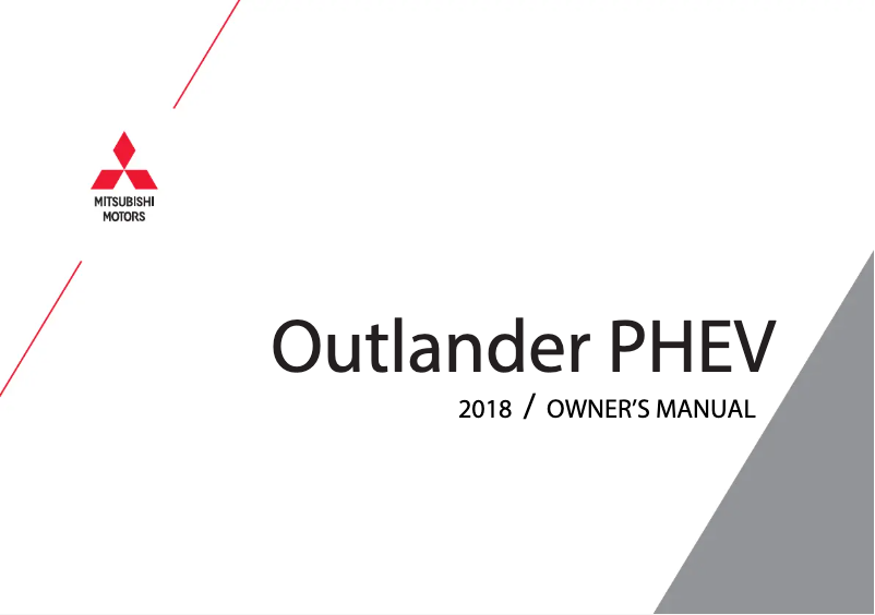 Page 1 de la notice Manuel utilisateur Mitsubishi Outlander PHEV (2018)
