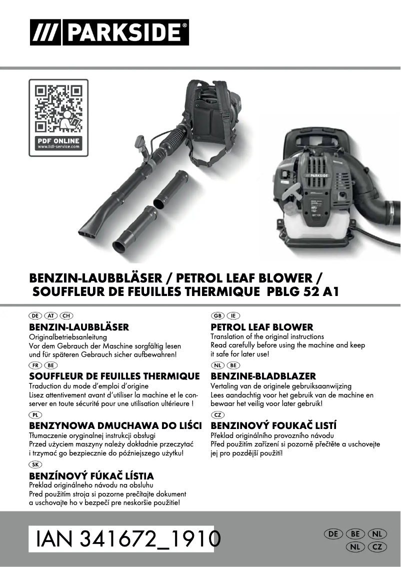 Page n°1 - Manuel utilisateur Parkside PBLG 52 A1