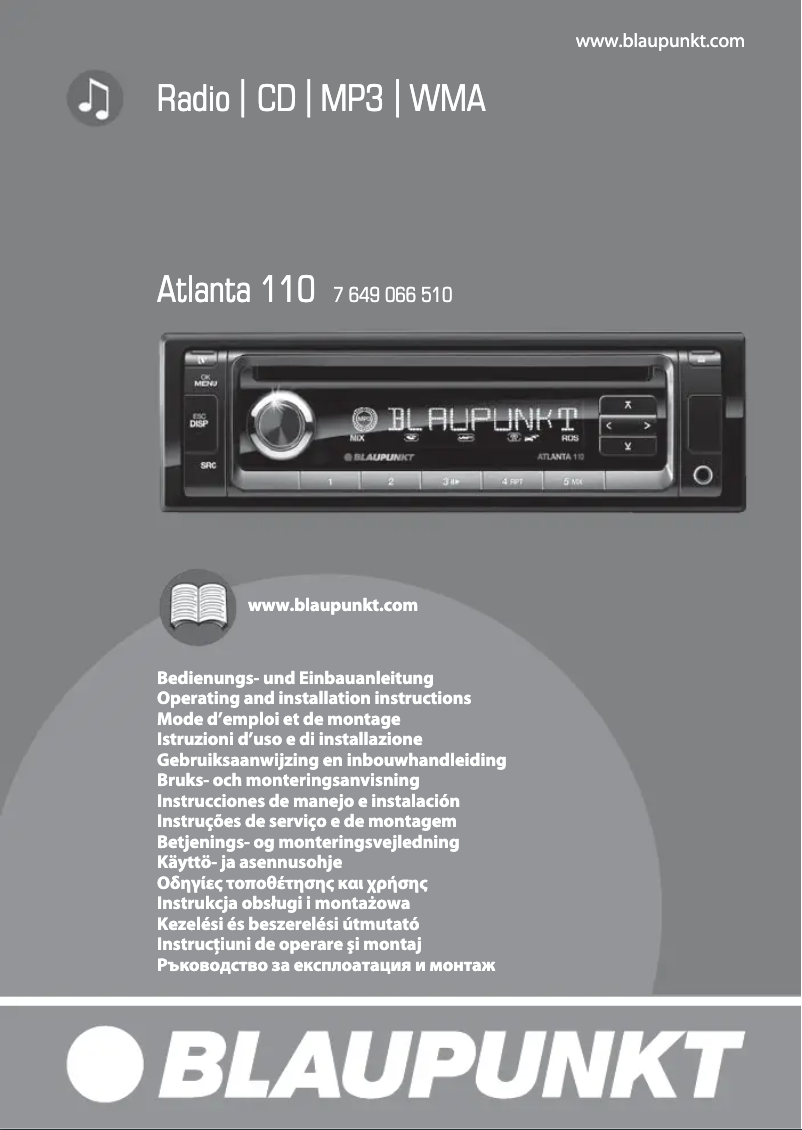 Page n°1 - Manuel utilisateur Blaupunkt Atlanta 110