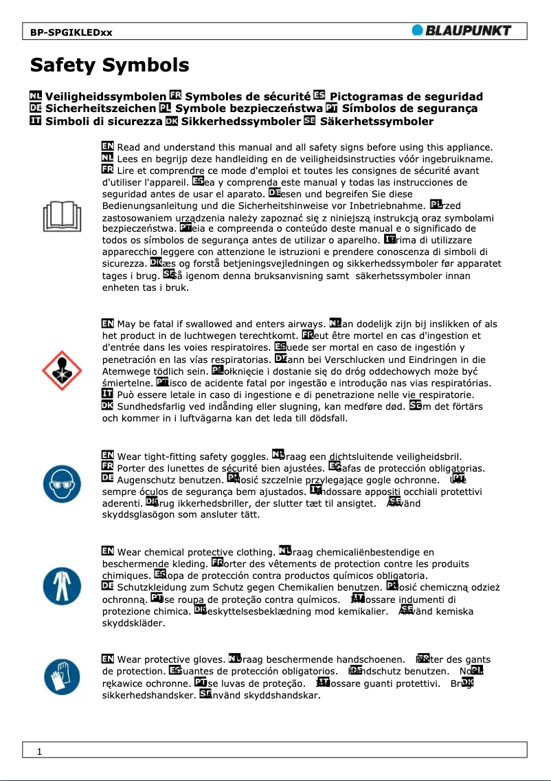 Imagen de la primera página del manual del dispositivo BP-SPGIKLED11