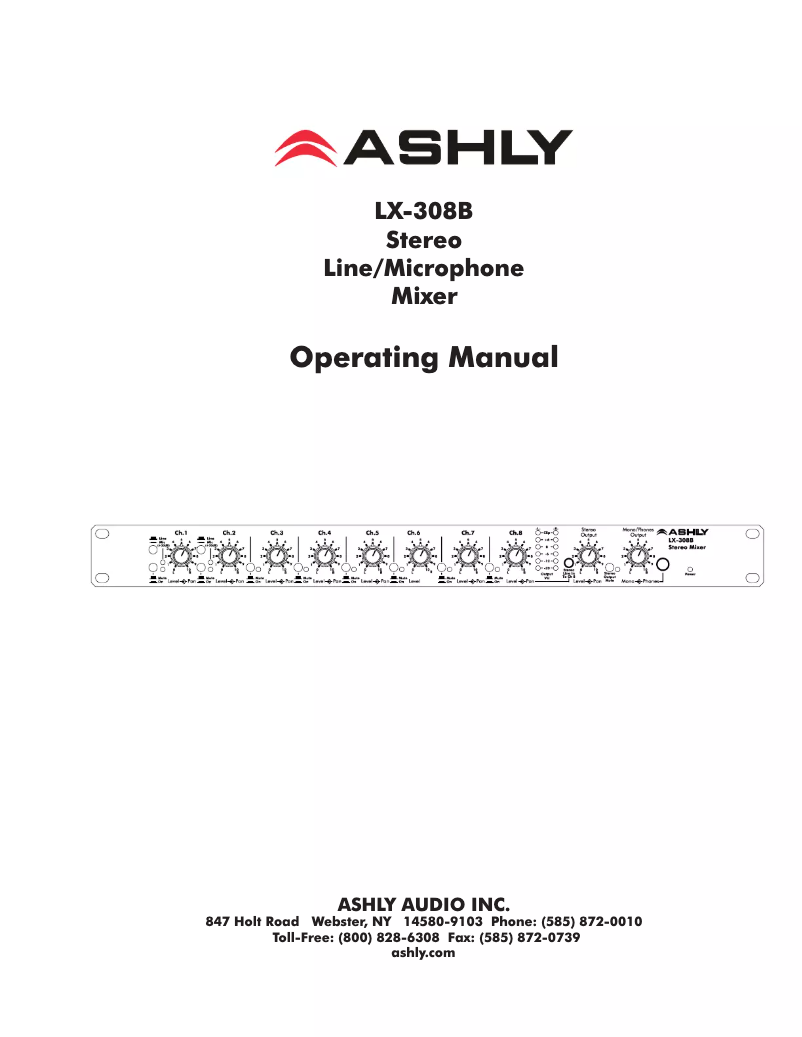 Page 1 de la notice Manuel utilisateur Ashly LX-308B