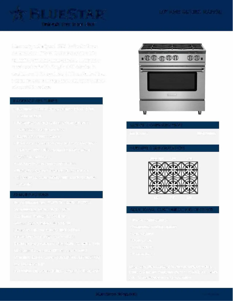 Página 1 del manual Ficha técnica BlueStar RNB366BV2L