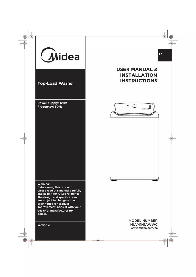 Page n°1 - Manuel utilisateur Midea MLV41N1AWWC